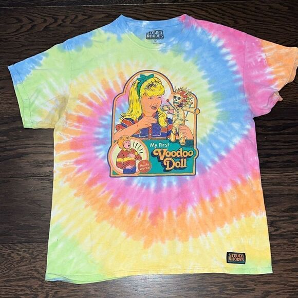 Steven Rhodes my first voo doo doll funny tie dye hippie style rainbow T-Shirt - Picture 1 of 4